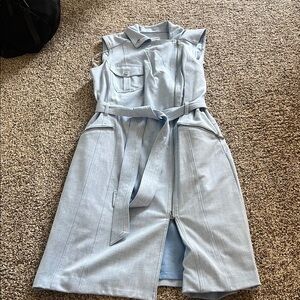 Light Blue Sleeveless Zip-Up Dress
